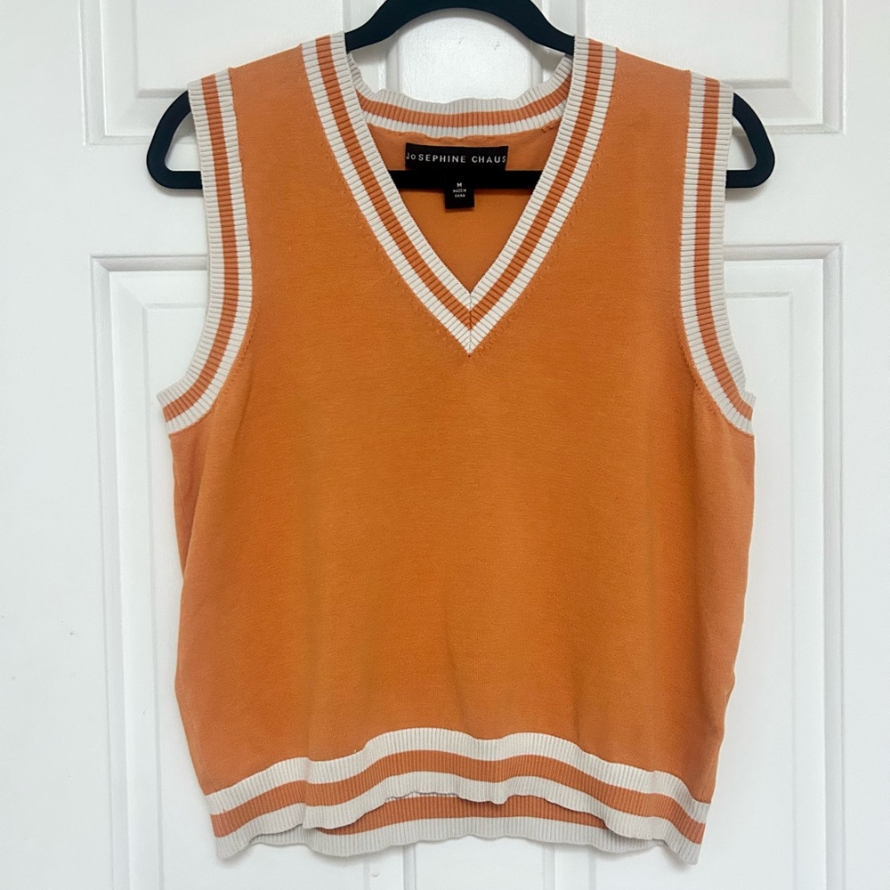 Josephine Chaus Orange Silk Blend Sweater Vest Medium
